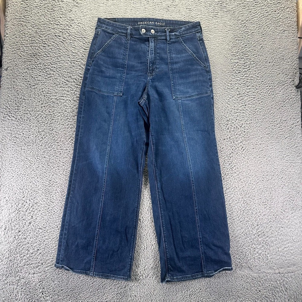 American Eagle Outfitters Real Good Jeans Womens 14 Blue Cotton Denim Wide-Leg